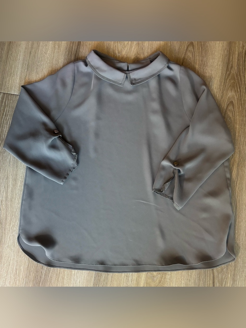 Classic Grey Collared Women's Blouse